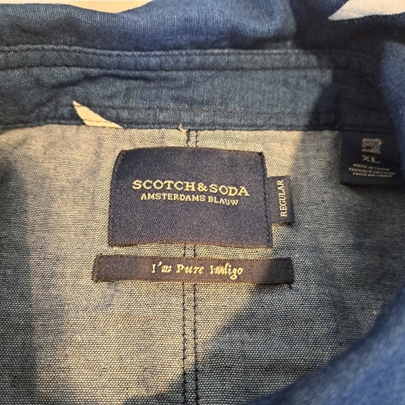 Scotch & Soda men's size XL blue shirt with white design long sleeve shirt VGUC - Picture 4 of 6